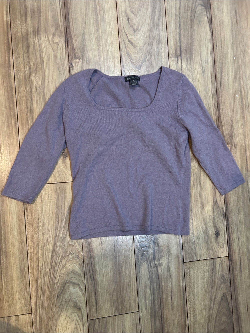 Mendocino purple cashmere 3/4 sleeve sweater